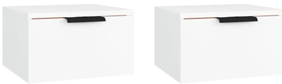 vidaXL Κομοδίνα Επιτοίχια 2 τεμ. Λευκά 34 x 30 x 20 εκ.