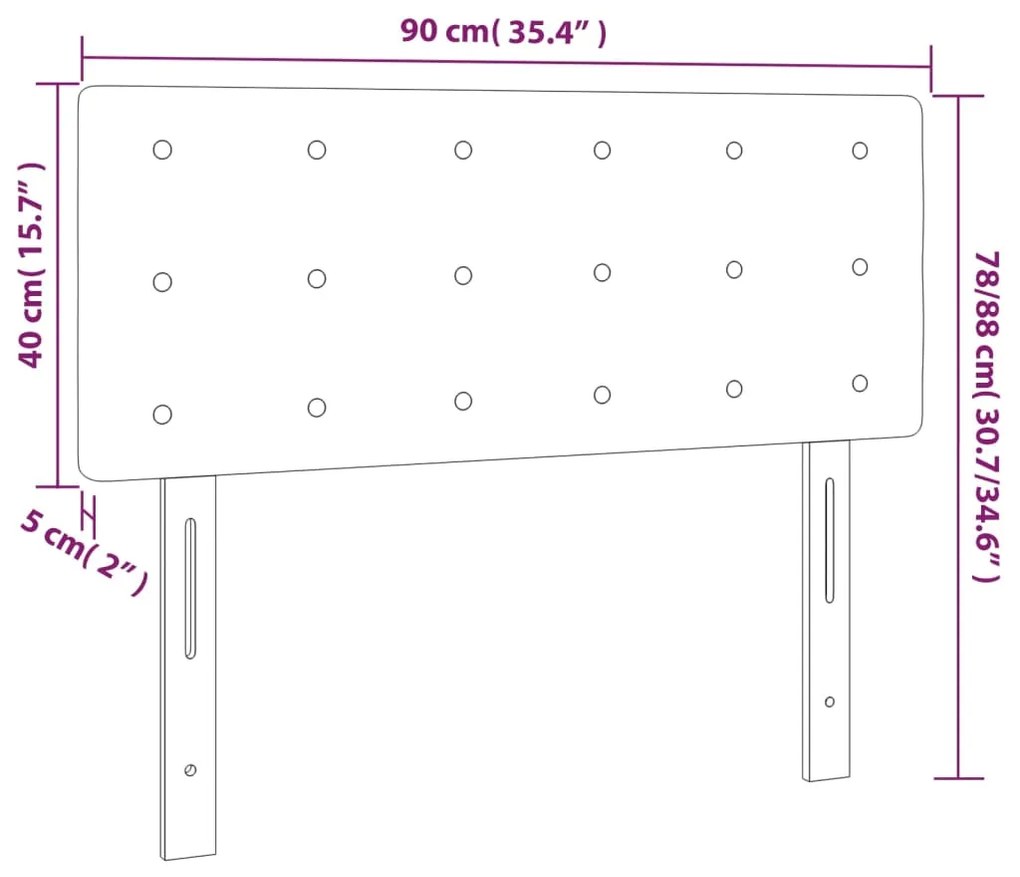 vidaXL Κεφαλάρι Κρεβατιού LED Γκρι 90x5x78/88 εκ. από Συνθετικό Δέρμα