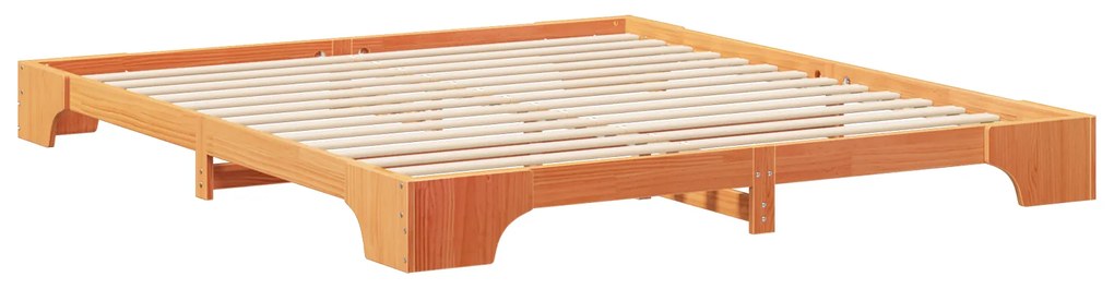 vidaXL Κρεβάτι δαπέδου Καφέ 180 x 220 εκ. Μασίφ ξύλο πεύκου