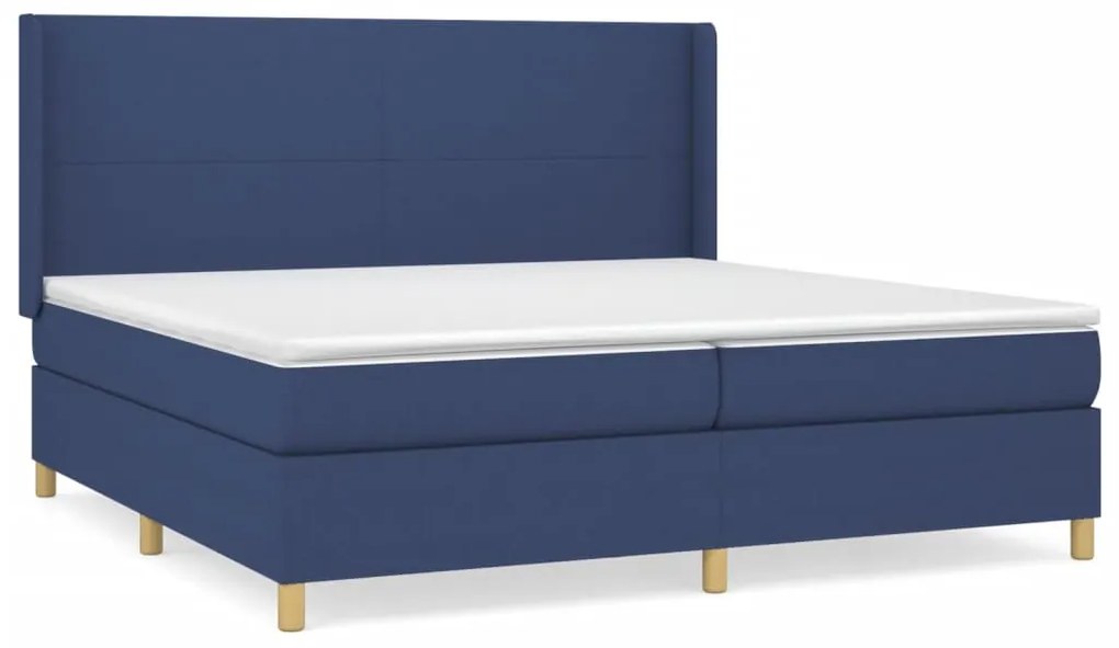 vidaXL Κρεβάτι Boxspring με Στρώμα Μπλε 200x200 εκ. Υφασμάτινο