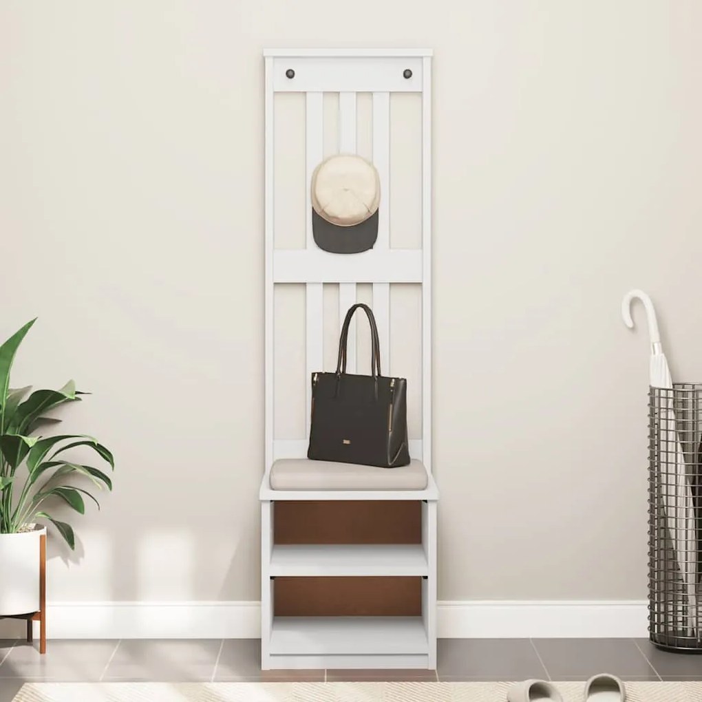 vidaXL Δέντρο χωλ SANDNES Λευκό 45x40x159,5 εκ. Πεύκο μασίφ ξύλο