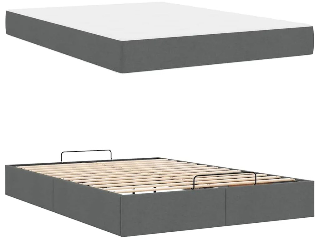 vidaXL Σκελετός Κρεβατιού Σκούρο γκρι 140 x 190 cm ύφασμα