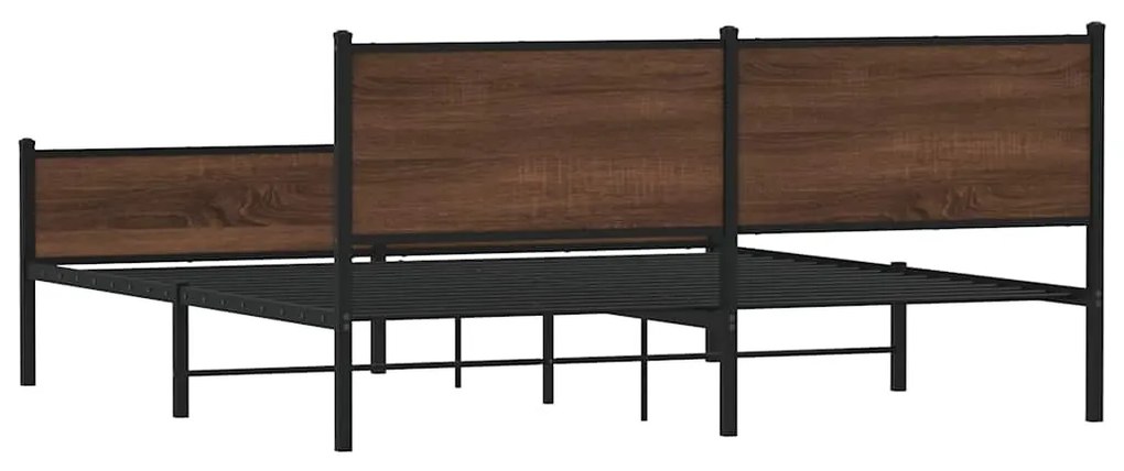 vidaXL Σκελετός Κρεβ. Χωρίς Στρώμα Καφέ Δρυς 180x200 εκ. Μεταλλικό
