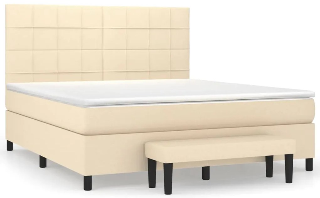 vidaXL Κρεβάτι Boxspring με Στρώμα Κρεμ 180x200 εκ. Υφασμάτινο