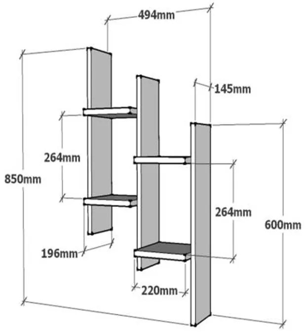 Ραφιέρα τοίχου Tabal pakoworld σε λευκή απόχρωση 49.4x14.5x85εκ (1 τεμάχια)