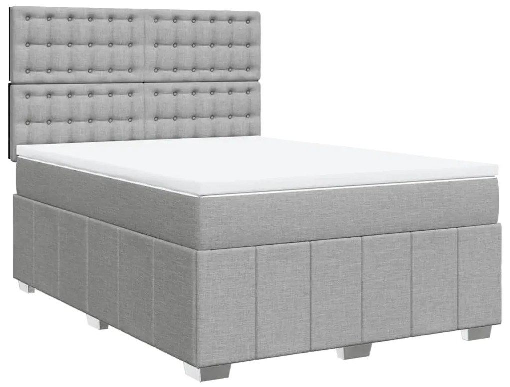 vidaXL Κρεβάτι Boxspring με Στρώμα Ανοιχτό Γκρι 140x190 εκ. Υφασμάτινο