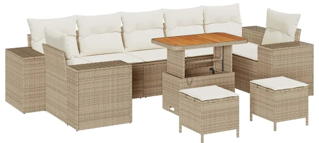 vidaXL Σετ Καναπέ Κήπου με μαξιλάρι με μαξιλάρι 10 pcs Μπεζ και Κρέμα