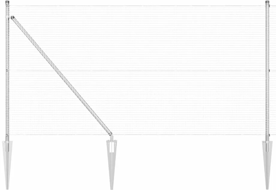 vidaXL Φράχτης με Στήλες. Ασημί 1 x 100 m Ατσάλι