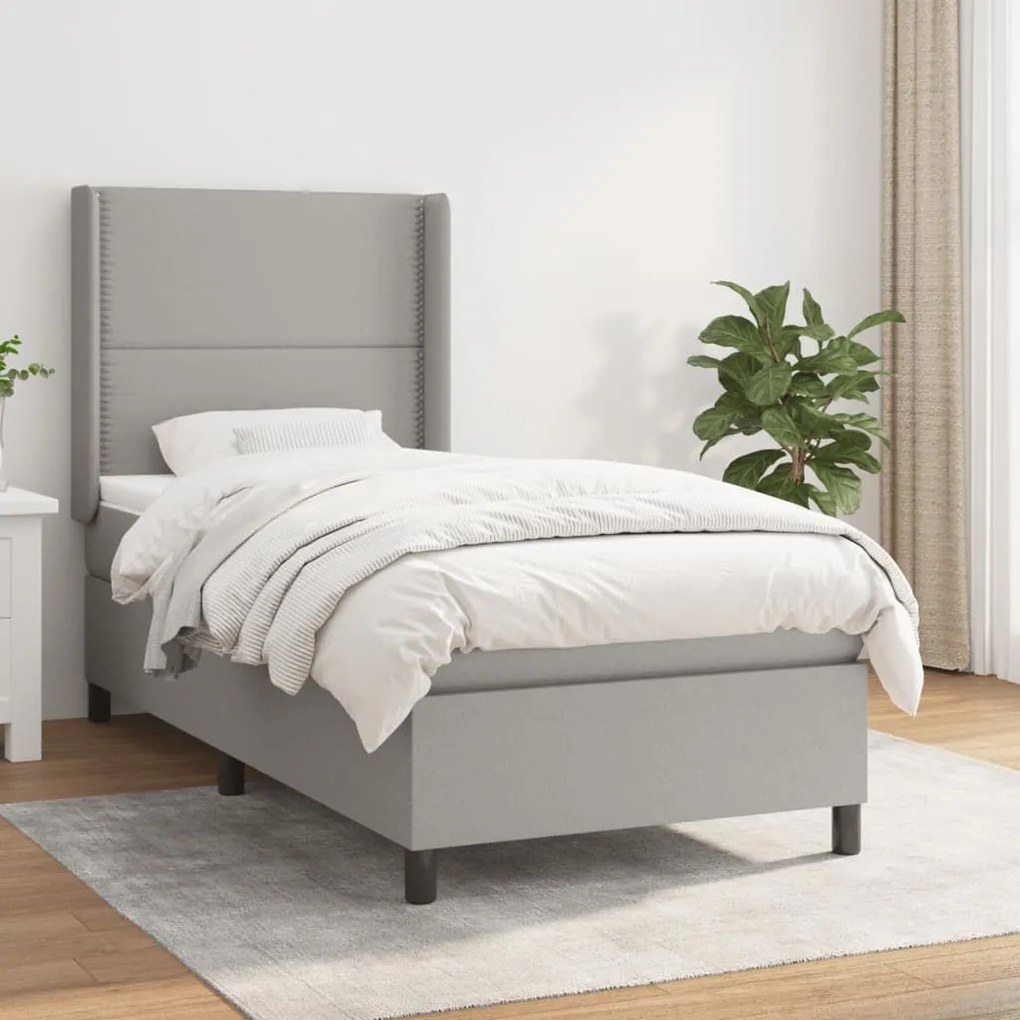 ΚΡΕΒΑΤΙ BOXSPRING ΜΕ ΣΤΡΩΜΑ ΑΝΟΙΧΤΟ ΓΚΡΙ 90X190 ΕΚ. ΥΦΑΣΜΑΤΙΝΟ 3131313