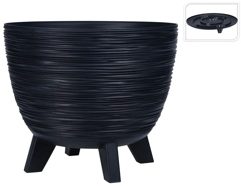 Γλάστρα με σύστημα αποστράγγισης, βάση και διαστάσεις 29x29x24cm