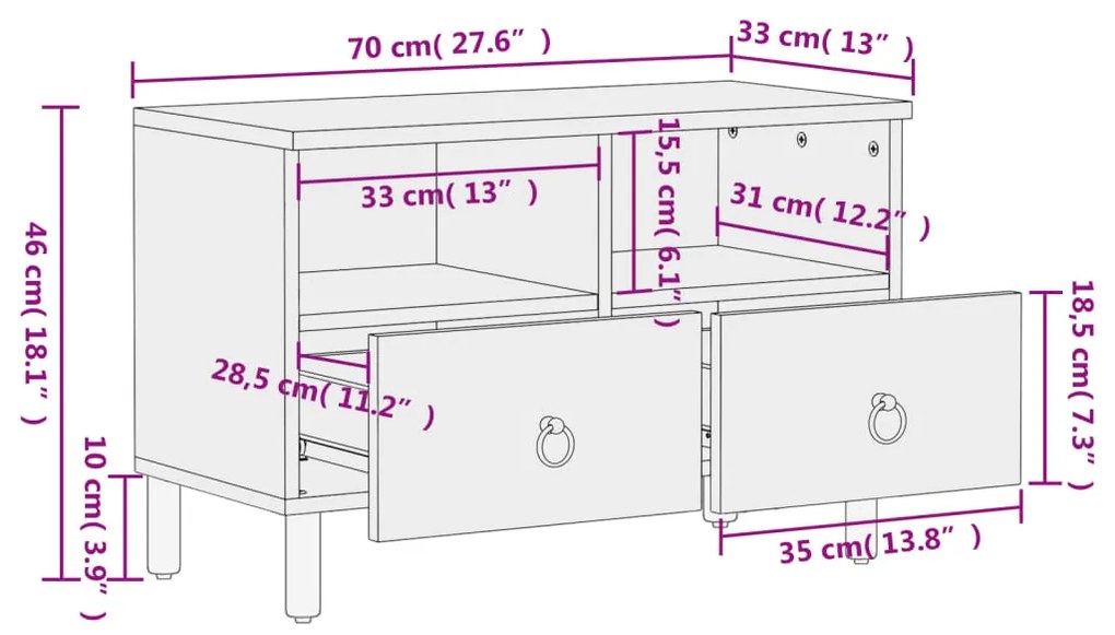 ΈΠΙΠΛΟ ΤΗΛΕΟΡΑΣΗΣ 70 X 33 X 46 ΕΚ. ΑΠΟ ΜΑΣΙΦ ΞΥΛΟ ΜΑΝΓΚΟ 358213