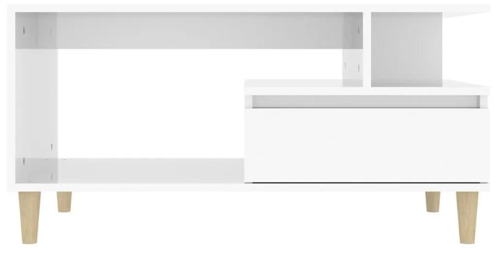 Τραπεζάκι Σαλονιού Γυαλ. Λευκό 90x49x45 εκ. Επεξεργ. Ξύλο - Λευκό