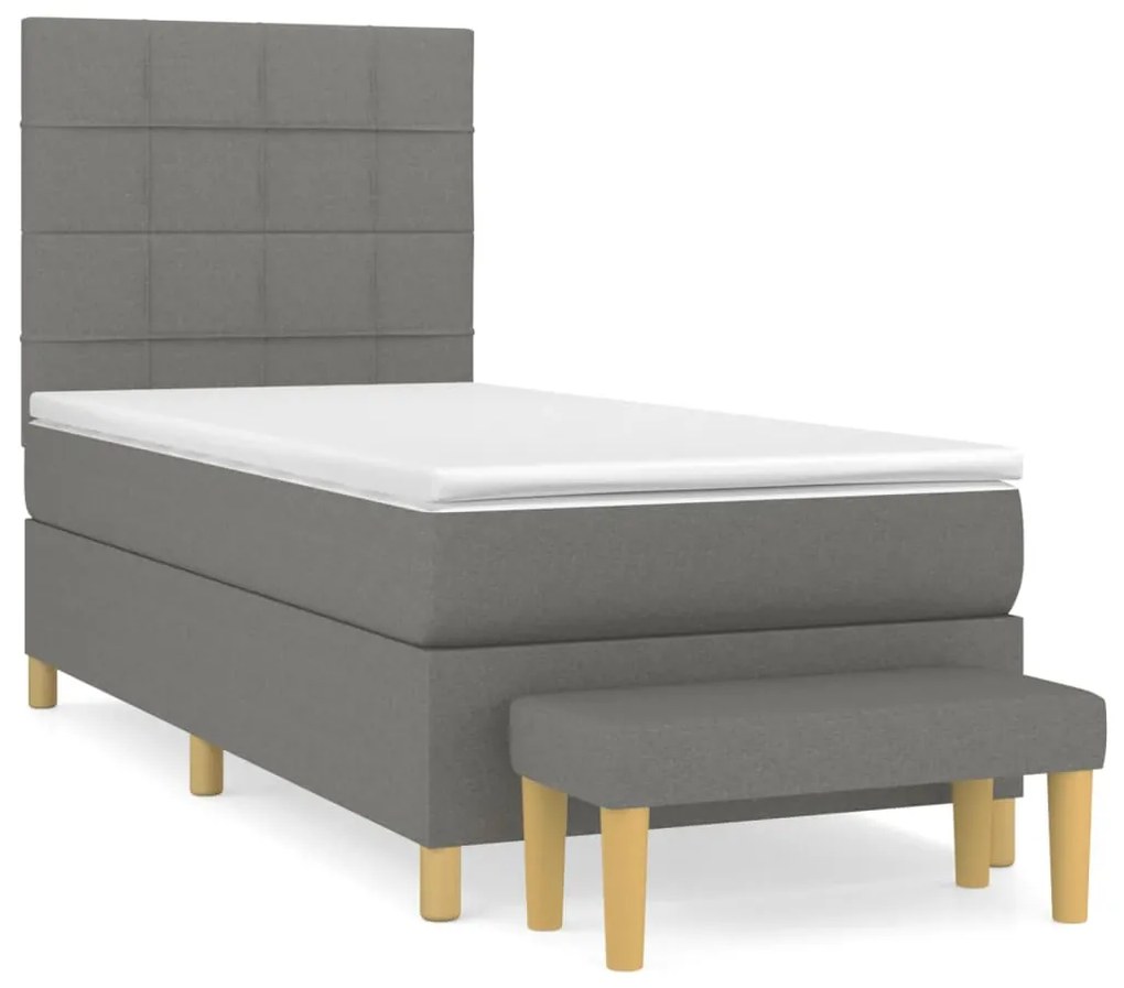 ΚΡΕΒΑΤΙ BOXSPRING ΜΕ ΣΤΡΩΜΑ ΣΚΟΥΡΟ ΓΚΡΙ 90X190 ΕΚ. ΥΦΑΣΜΑΤΙΝΟ 3137118