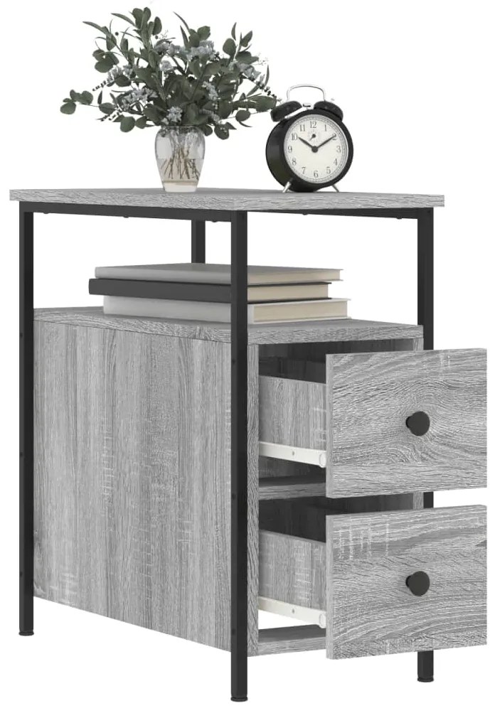 vidaXL Κομοδίνο Γκρι Sonoma 30 x 60 x 60 εκ. από Επεξεργασμένο Ξύλο
