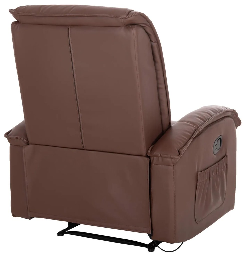 Πολυθρόνα RELAX ROCCA με Μηχανισμό MASSAGE και PU Καφέ σκούρο 80x96x97 εκ. 80x96x97 εκ.