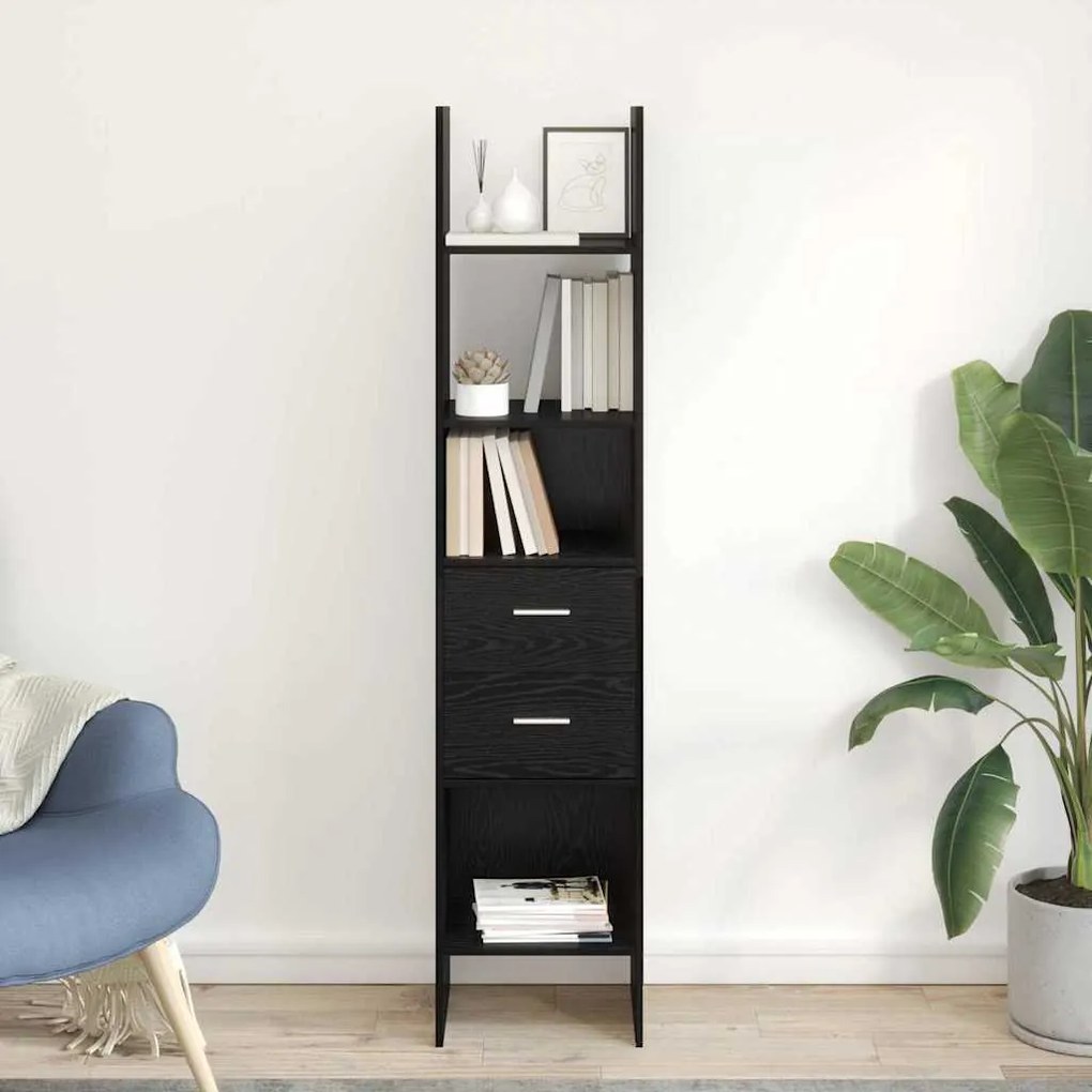 vidaXL Βιβλιοθήκη Μαύρη δρυς 40 x 35 x 180 εκ. Επεξεργασμένο ξύλο