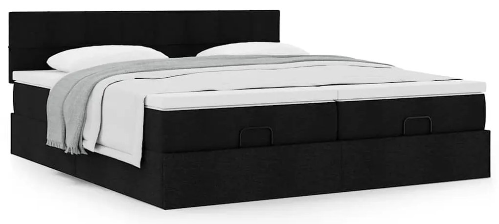 vidaXL Οθωμανικό κρεβάτι με στρώματα Μαύρο 160x200cm Ύφασμα