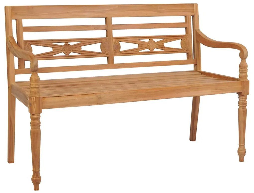 vidaXL Παγκάκι Batavia 120 εκ. από Μασίφ Ξύλο Teak με Πράσινο Μαξιλάρι