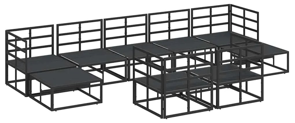 vidaXL Σετ Καναπέ Κήπου με μαξιλάρι 9 pcs Μαύρο Αλουμίνιο