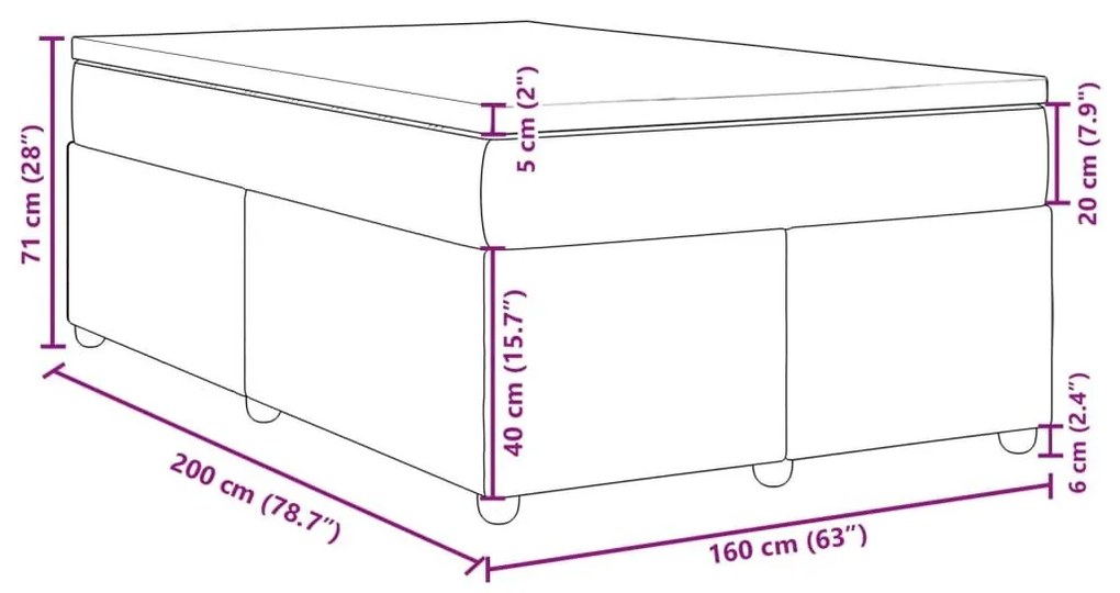 Κρεβάτι Boxspring με Στρώμα Κρεμ 160x200 εκ. Υφασμάτινο - Κρεμ