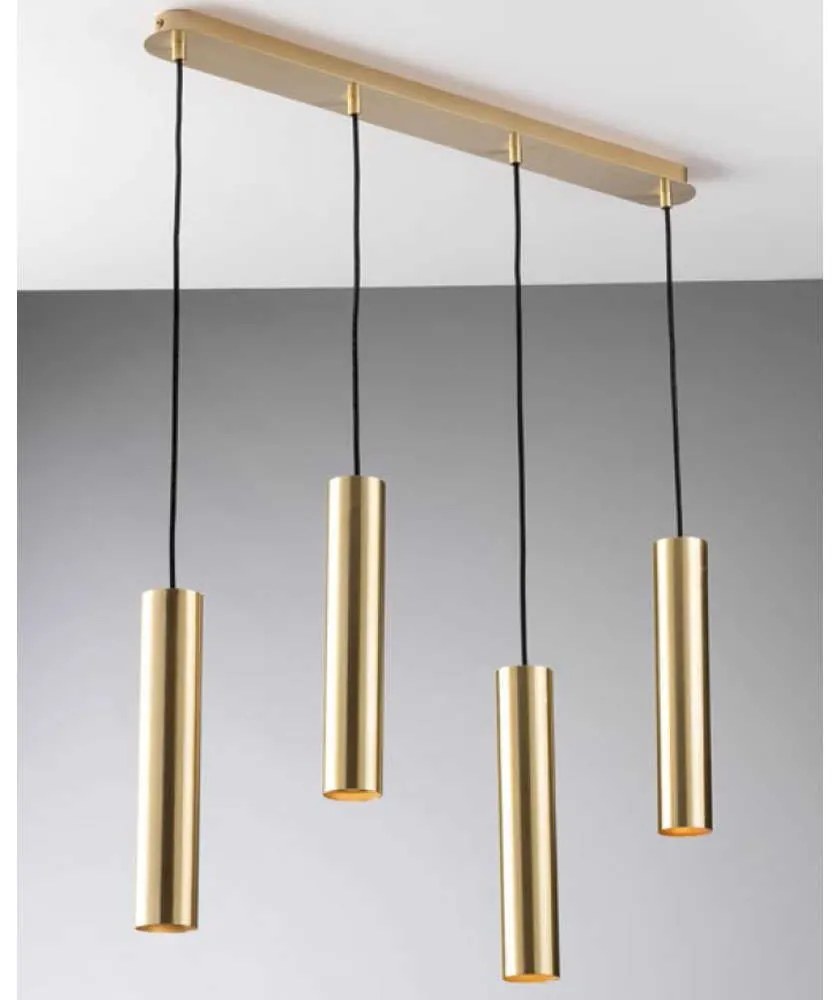 Φωτιστικό Οροφής - Ράγα  Fluke I-FLUKE-S4 ORO 4xGU10 68x200cm Gold Luce Ambiente Design Metal