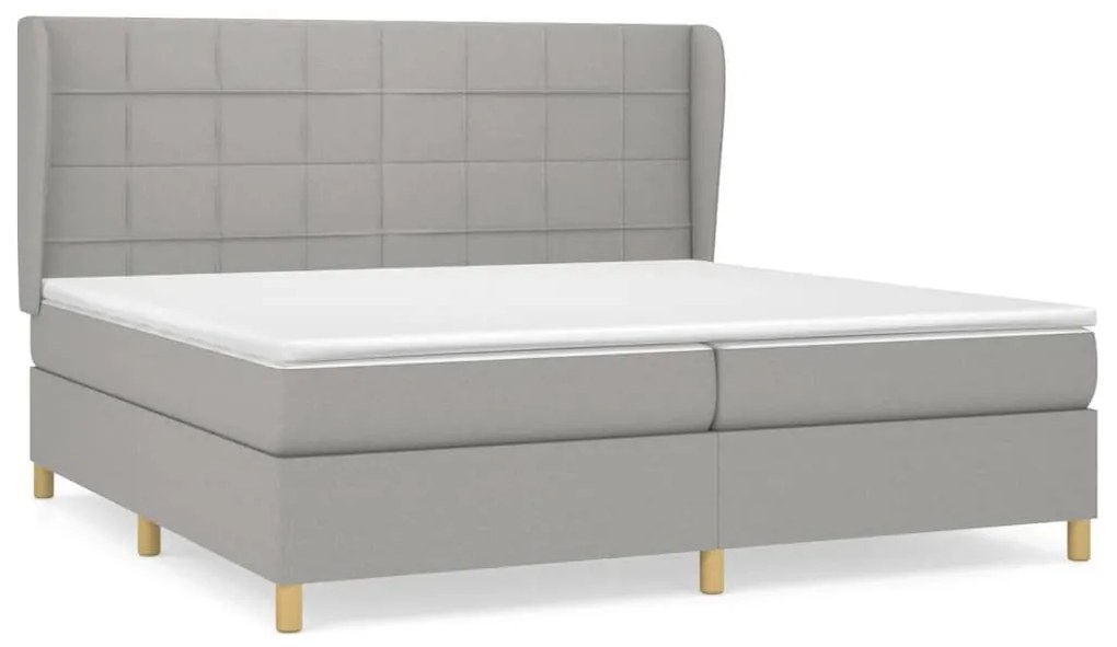 Κρεβάτι Boxspring με Στρώμα Ανοιχτό Γκρι 200x200 εκ. Υφασμάτινο - Γκρι