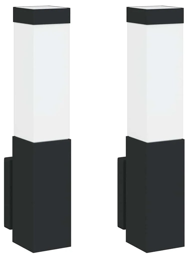 vidaXL Εξωτερικά Φωτιστικά Τοίχου 2 pcs Μαύρο 10.5 x 6 x 35 εκ.