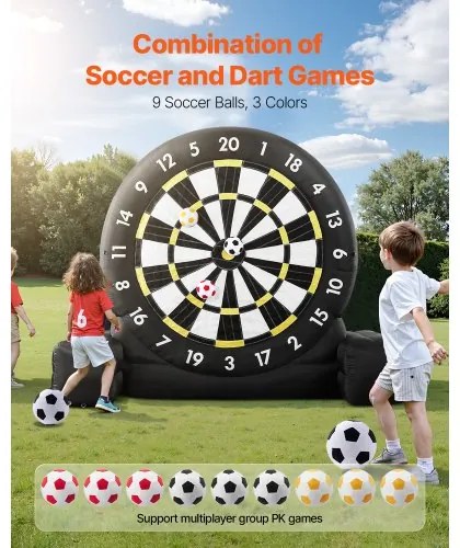 VEVOR Inflatable Soccer Dart Board over 8 ft High with 9 Kick Balls &amp; Air Pump