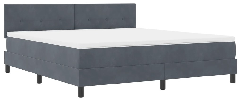 vidaXL κρεβάτι Box Spring με στρώμα Σκούρο Γκρι Super King Βελούδο