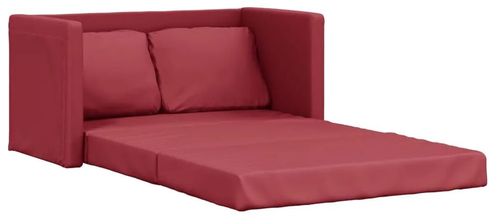 Καναπές-Κρεβάτι Δαπέδου 2σε 1 Μπορντό 112x174x55εκ. Συνθ. Δέρμα - Κόκκινο