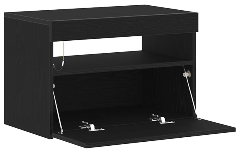 vidaXL Κομοδίνο με LED Φώτα Μαύρη Δρυός 60x35x40 εκ. Ξύλινα