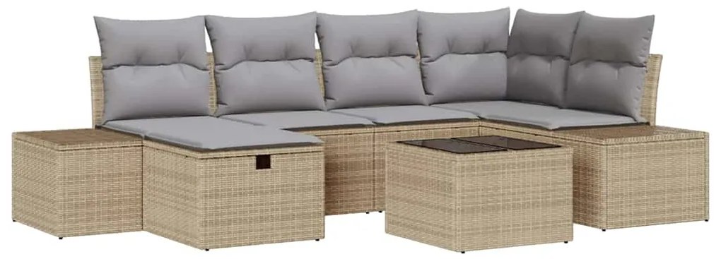 vidaXL Σετ Καναπέ Κήπου 7 pcs Μπεζ 55 x 62 x 69 εκ Πολυ ράταν