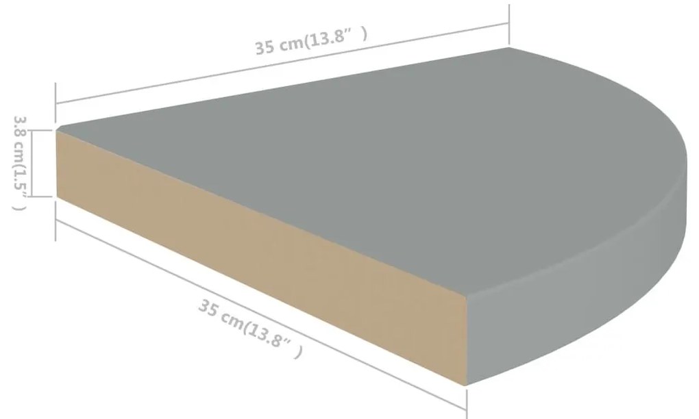 Ράφια Τοίχου Γωνιακά 2 τεμ. Γκρι 35x35x3,8 εκ. MDF - Γκρι