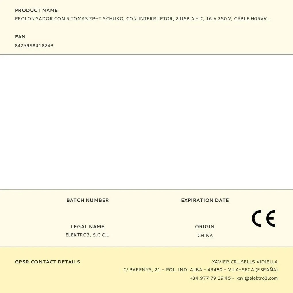 Πολύπριζο για Πρίζες 5 Θέσεων με Διακόπτη EDM 41824 Λευκό 3680 W 250 V (1,5 m)