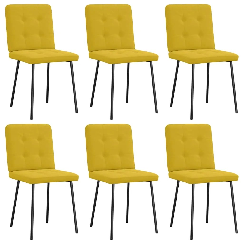 vidaXL Καρέκλες Τραπεζαρίας 6 τεμ. Κίτρινες Βελούδινες