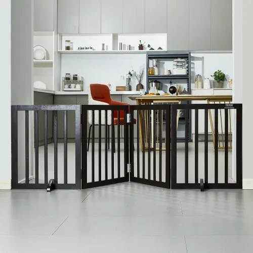 VEVOR Free Standing Dog Gate 24x80.3 inch Freestanding Pet Gate Foldable Brown