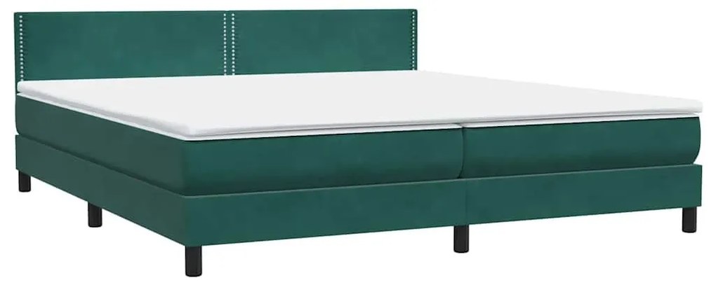 Box Spring Κρεβάτι με στρώμα Σκούρο πράσινο 200x220cm Βελούδινο - Πράσινο