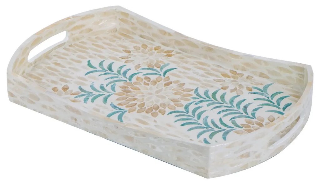 Artekko Artekko Ivory Διακοσμητικός Δίσκος MDF Capiz Μπεζ (45x27x5)cm 83560