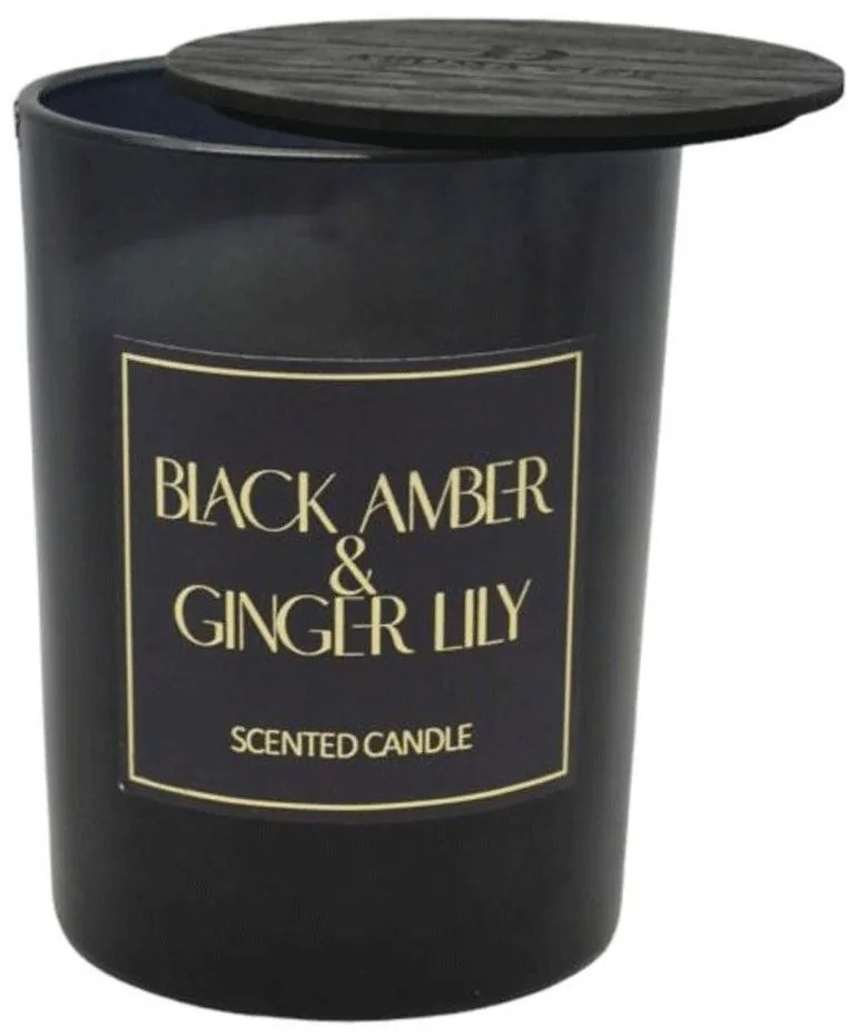 Αρωματικό Κερί Σε Δοχείο Black Amber &amp; Ginger Lily 833177 8x8x10,5cm Black Ankor Glass