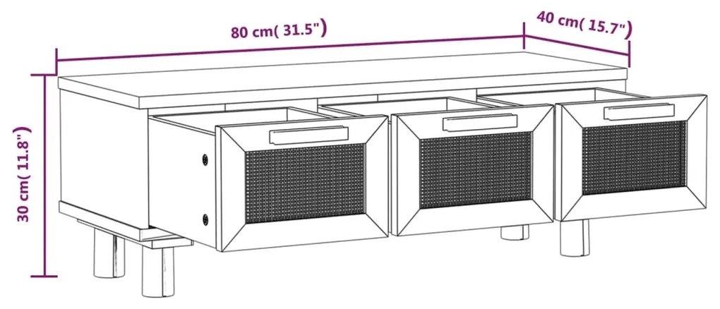 vidaXL Τραπεζάκι Σαλονιού Καφέ 80x40x30 εκ. Επεξ. Ξύλο &amp; Μασίφ Πεύκο