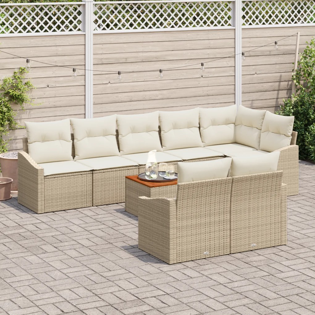 vidaXL Σετ Καναπέ Κήπου 9 pcs Beige, λευκό 55 x 55 x 37 εκ