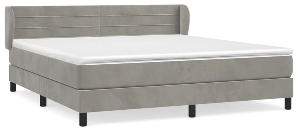 vidaXL Κρεβάτι Boxspring με Στρώμα Ανοιχτό Γκρι 160x200 εκ. Βελούδινο