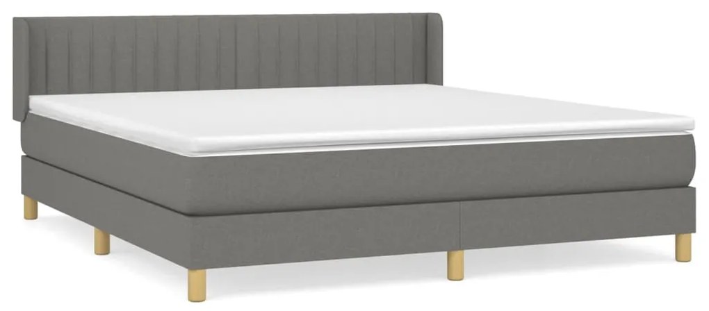 vidaXL Κρεβάτι Boxspring με Στρώμα Σκούρο Γκρι 160x200 εκ Υφασμάτινο