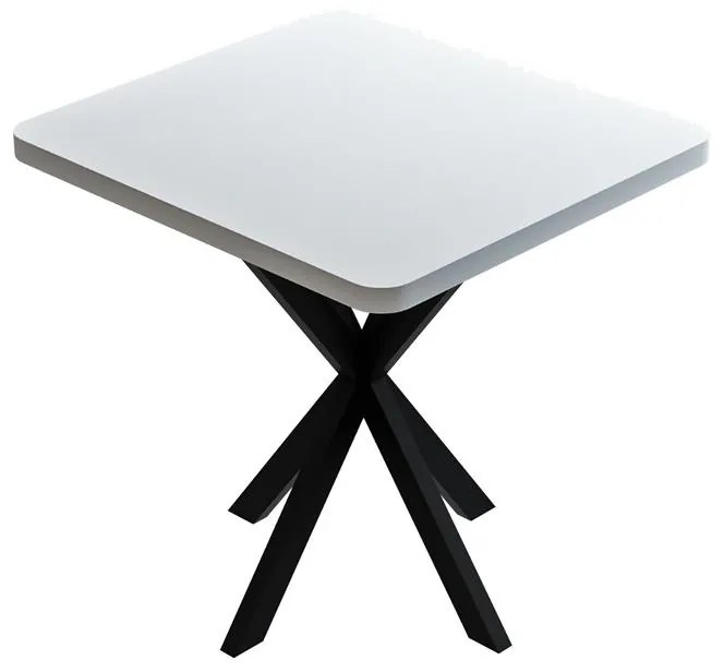 Prestone melamine table in white shade and black metal leg 70x70x75cm 70x70x75 εκ.