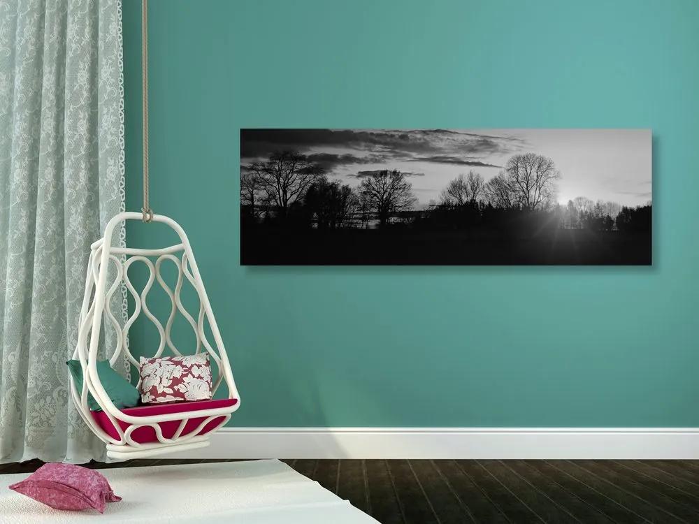 Εικόνα ενός όμορφου ηλιοβασιλέματος σε ασπρόμαυρο - 150x50