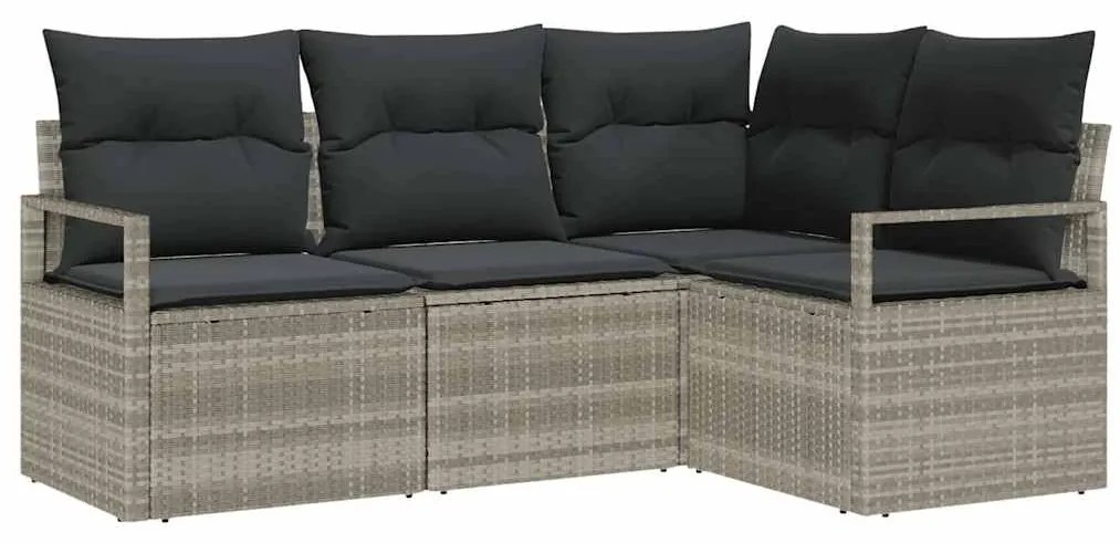 vidaXL Σετ Καναπέ Κήπου 4 pcs Ανοιχτό γκρι Πολυ ράταν