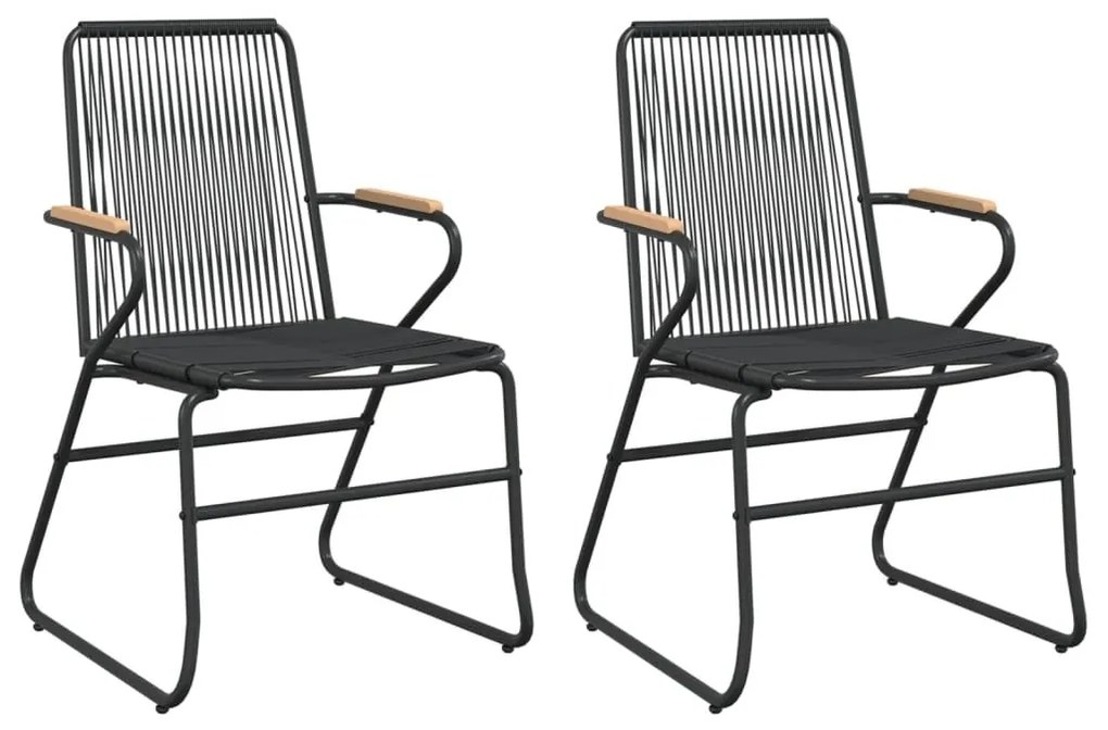 Καρέκλες Κήπου 2 τεμ. Μαύρες 58 x 59 x 85,5 εκ. Ρατάν PVC - Μαύρο