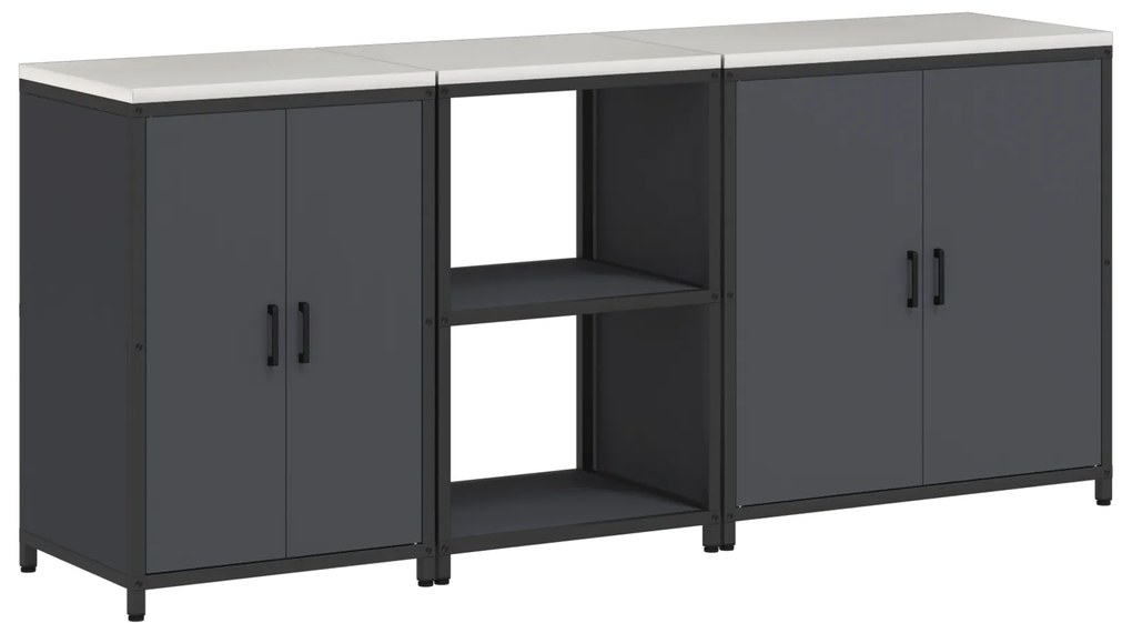 vidaXL Σετ Αποθήκευσης Κουζίνας με ράφι Άλλο 3 pcs Ανθρακί 210 x 50 x 92 εκ