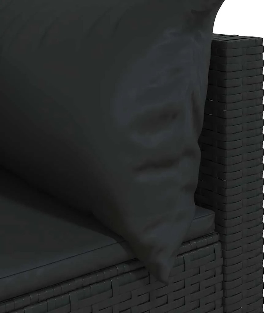 vidaXL Καναπέδες Κήπου Γωνιακοί με Μαξιλάρια 2 τεμ. Μαύρο Συνθ. Ρατάν