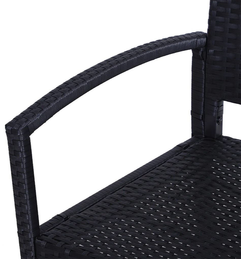 Outsunny Πάγκος Κήπου, σε εμφάνιση Rattan, με ατσάλινο πλαίσιο, για 2 άτομα, Μαύρο, 122 x 60 x 85cm